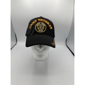 Golden Lion US Army Veteran Hat Black Adjustable Embroidered Cap